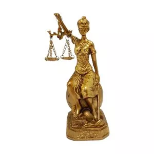 Estatua Dama Da Justiça<BR>- Dourada<BR>- 19x10x6cm<BR>- Br Continental