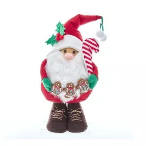 Papai Noel Gingerbread<BR>- Vermelho & Branco<BR>- 33x21x11cm<BR>- BTC Decor