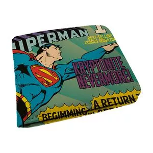 Carteira Superman®<BR>- Verde Água & Vermelha<BR>- 9,7x12x1,5cm<BR>- BTC Decor