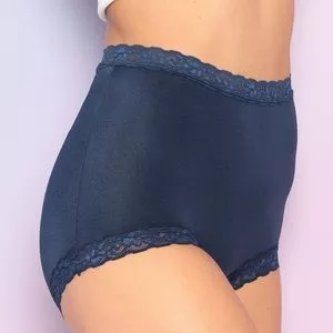 Calcinha Hot Pant Com Renda<BR>- Azul Marinho<BR>- Demillus
