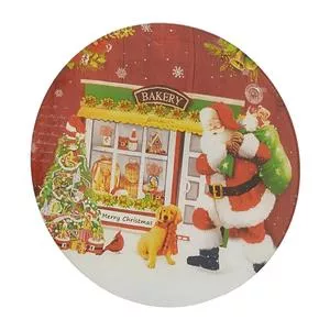 Prato Natalino<BR>- Vermelho & Branco<BR>- Ø18cm<BR>- Espressione-Christmas