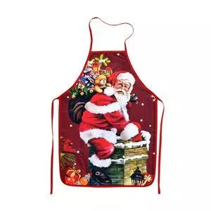 Avental Papai Noel<BR>- Vermelho Escuro & Branco<BR>- 70x50cm<BR>- Espressione-Christmas