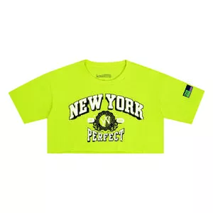 Cropped New York<BR>- Amarelo Neon & Branco<BR>- Kamylus