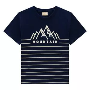 Camiseta Mountain<BR>- Azul Marinho & Off White<BR>- Milon