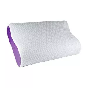 Travesseiro Ortopédico Gel<BR>- Branco & Roxo<BR>- 34x51x11,9cm