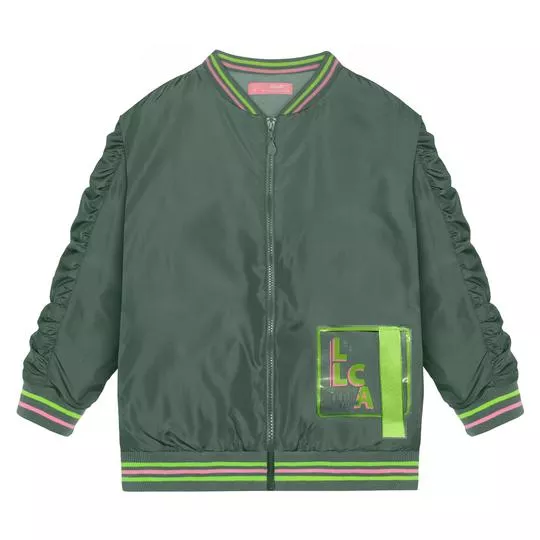Jaqueta Com Aplicação- Verde Escuro & Verde Claro