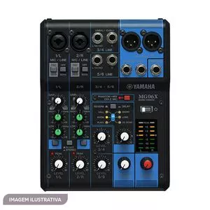 Mesa De Som Analógica MG 06X<BR>- Preta & Azul<BR>- 6,2x14,9x20,2cm<BR>- Yamaha