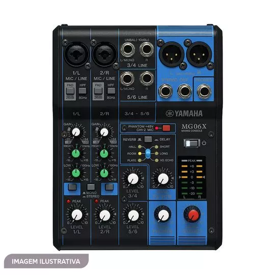 Mesa De Som Analógica MG 06X- Preta & Azul- 6,2x14,9x20,2cm- Yamaha