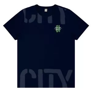 Camiseta Com Inscrições<BR>- Azul Marinho & Verde