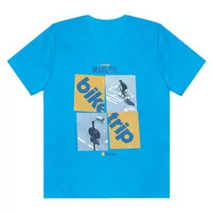 Camiseta Bike<BR>- Azul & Bege