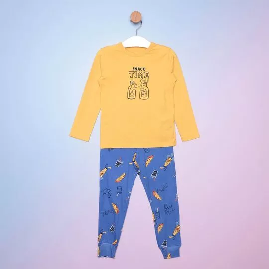 Pijama Snack Time - Amarelo & Azul - Hering Kids
