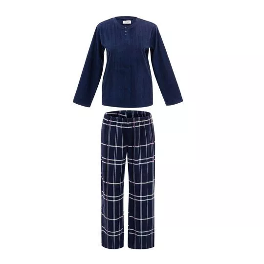 Pijama Xadrez- Azul Marinho & Off White
