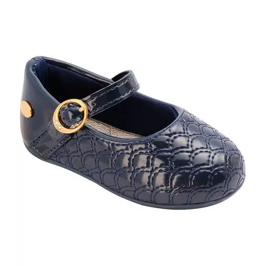 Sapato Boneca Com Pespontos - Azul Escuro - Klin