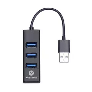 Mini Hub USB<BR>- Preto<BR>- 4,5x18,5x13,6cm<BR>- USB<BR>- Bright
