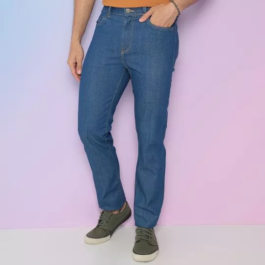 Calça Jeans Reta - Azul - Acostamento