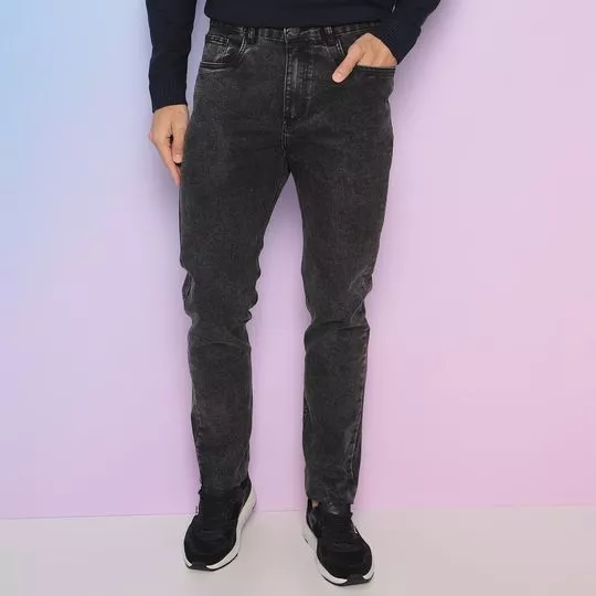 Calça Jeans Skinny Com Bolsos - Preta - Iódice