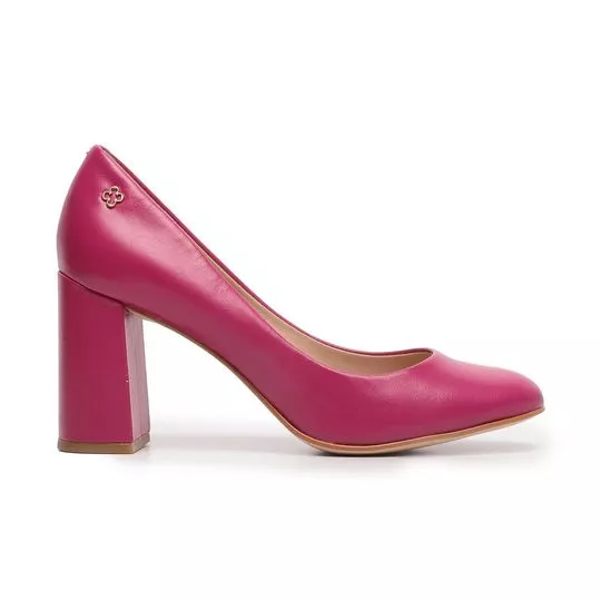 Sapato Em Couro Com Tag - Rosa Escuro - Capodarte
