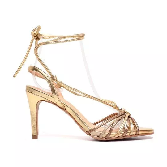 Sandália Com Amarração - Dourada & Bronze - Luiza Barcelos