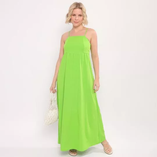 Vestido Longo Com Recortes - Verde Limão - Morena Rosa