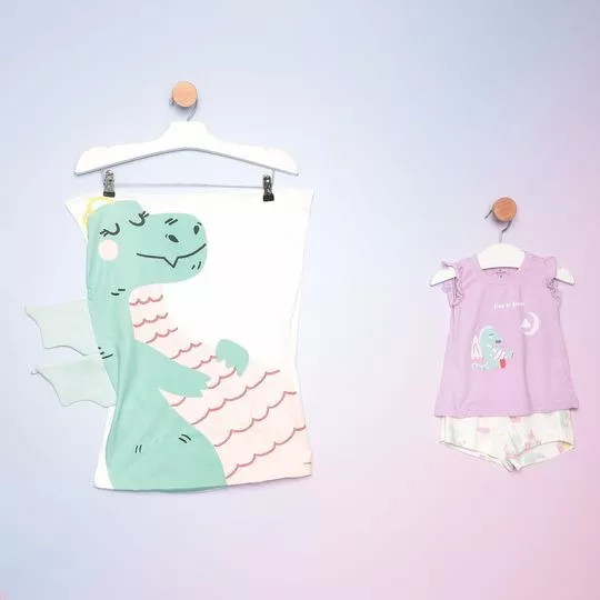 Pijama Infantil Time To Dream - Lilás & Off White - Hering Kids