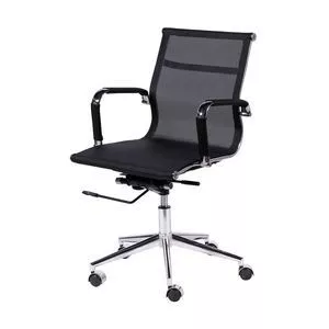 Cadeira Office Tela Baixa<BR>- Preta & Prateada<BR>- 97x61x47cm<BR>- Or Design