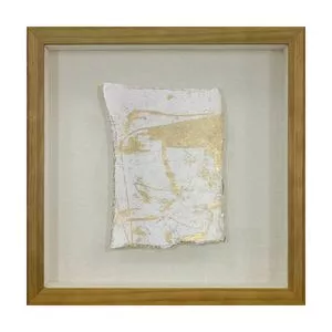 Quadro Abstrato<BR>- Off White & Dourado<BR>- 33x33x5cm