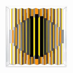 Quadro Abstrato<BR>- Laranja & Amarelo<BR>- 25x25x5cm