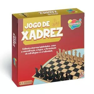Jogo De Xadrez<BR>- Bege & Preto<BR>- 33Pçs<BR>- Aquarela-Brinquedos-Reval