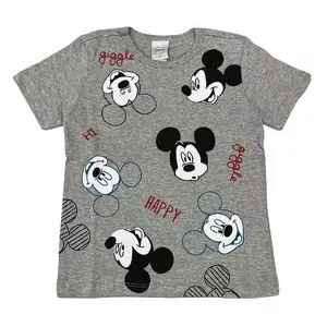 Camiseta Mickey®<BR>- Cinza & Preta<BR>- Mickey