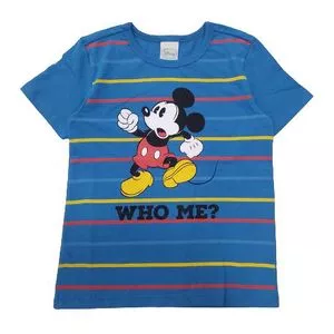 Camiseta Mickey®<BR>- Azul & Vermelha<BR>- Mickey