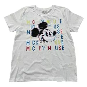 Camiseta Mickey®<BR>- Branca & Azul<BR>- Mickey