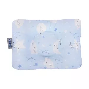 Travesseiro Estrelinhas<BR>- Azul Claro & Branco
