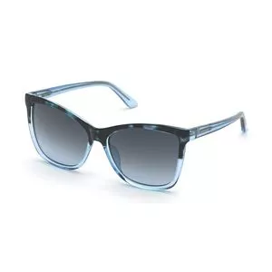 Óculos De Sol Retangular<BR>- Preto & Azul<BR>- Guess