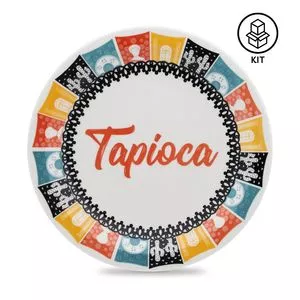 Jogo De Pratos Rasos Tapioca<BR>- Branco & Amarelo<BR>- 6Pçs<BR>- Oxford