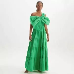 Vestido Longo Com Laço<BR>- Verde<BR>- Lança Perfume
