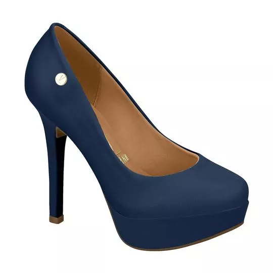 Sapato Meia Pata Com Tag - Azul Marinho - Salto: 12cm - Vizzano