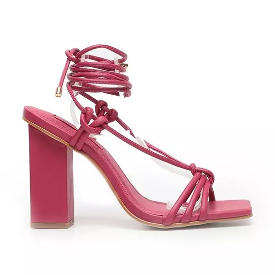 Sandália Com Nó & Amarração - Pink - Salto: 10cm - Werner