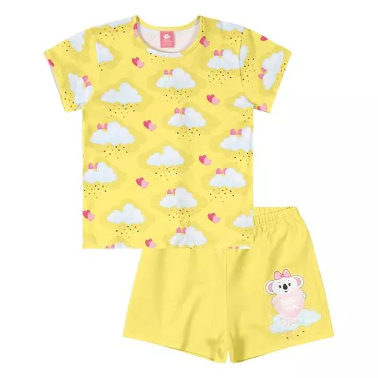 Pijama Infantil Nuvens - Amarelo Claro & Branco - LILICA RIPILICA & TIGOR