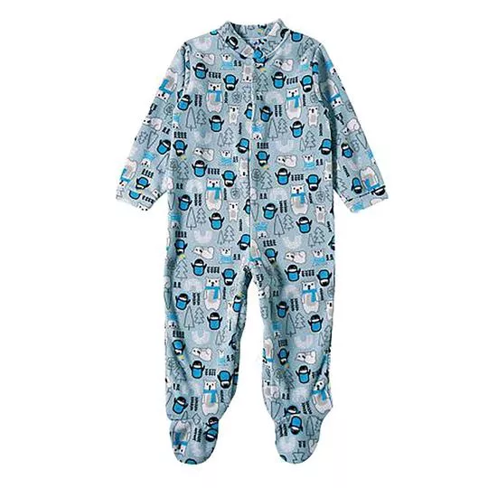 Pijama Pinguim & Urso Polar- Azul & Preto- Tip Top
