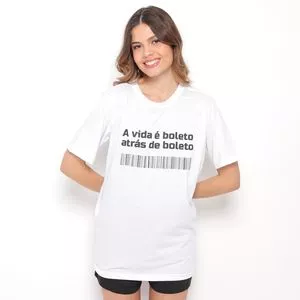 Camiseta Boleto<BR>- Branca & Preta