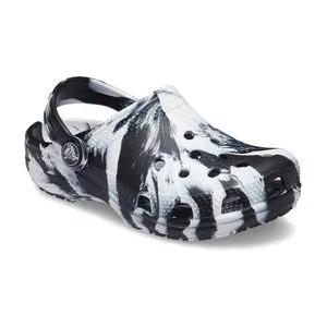 Classic Marbled Clog<BR>- Preto & Off White