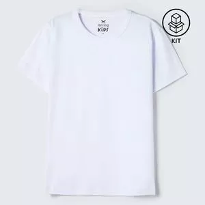Kit De Camisetas Lisas<br /> - Branco<br /> - 2Pçs