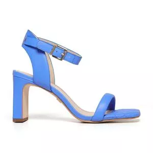 Sandália Em Couro<BR>- Azul