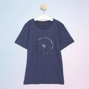 Camiseta Com Inscrições<BR>- Azul Marinho & Preta<BR>- Costão Fashion