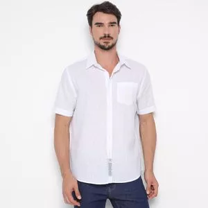 Camisa Regular Fit Em Linho La Martina®<BR>- Branca