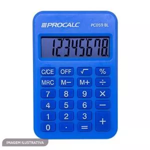 Calculadora De Bolso<BR>- Azul<BR>- 10,4x10x1,2cm<BR>- PROCALC