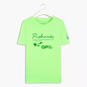 Camiseta Com Inscrições<BR>- Verde Neon & Verde<BR>- Richards