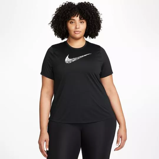 Camiseta Nike Swoosh Run- Preta & Branca- Nike