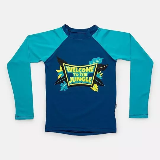 Camiseta Welcome To The Jungle- Azul Marinho & Azul Claro