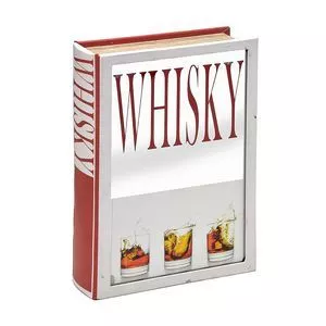 Caixa Livro Decorativa Whisky<BR>- Branca & Vermelha<BR>- 30,5x21,5x7,5cm<BR>- Mabruk
